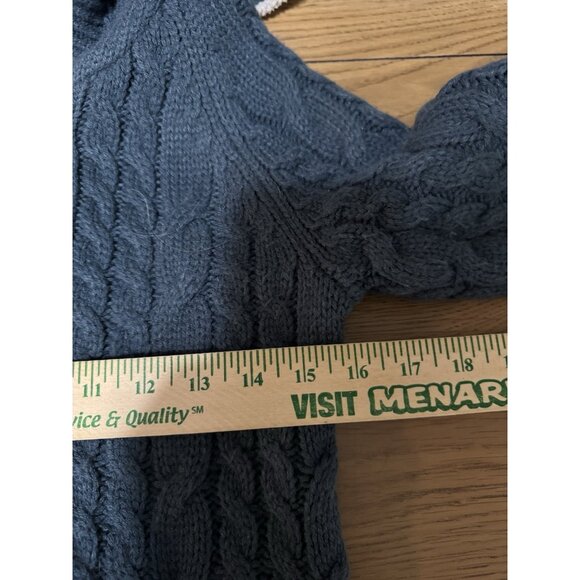 Cabelas Women's Knit Button Cardigan Sweater Jacket Teal Blue Size S Sherpa Hood - Picture 6 of 14